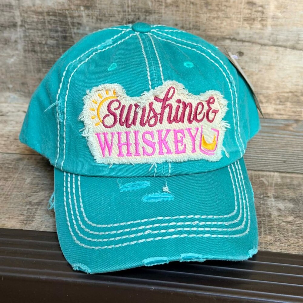 KBETHOS Distressed Turquois Sunshine and Whiskey Baseball Cap adjustable closure